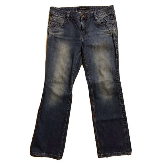 CALVIN KLEIN Women’s Blue Jeans Size 12 - Button Pocket Flap Medium Wash - Picture 1 of 6